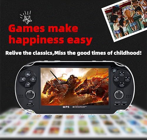 HLF 4.3インチ レトロビデオゲームコンソール 2200ゲーム構築 複数のエミュレーター用 デュアルジョイスティック 人間工学 外観 インスタント保存/ロードをサポート ポータブルコンソールゲームプレーヤー MP3/4ギフト(ブラック)