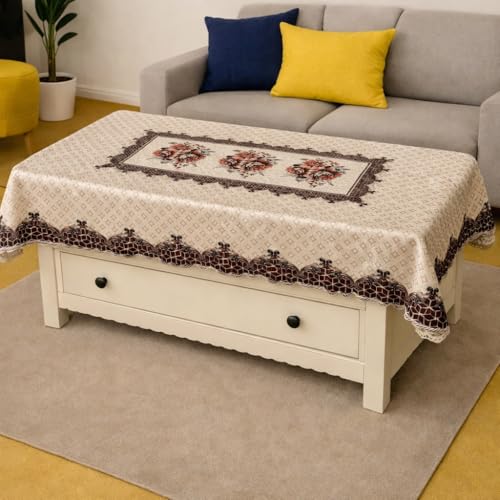 Image of Homerz Premium Centre Table Heritage Series Velvety Table Cover, Vibrant Royal Designs with Border Cutwork (Persian, 36x54 inch - Center Table)