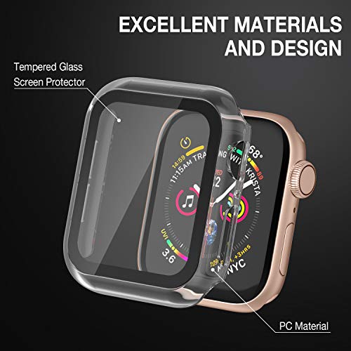 Image of Case Compatible with Apple Watch 40MM Series 6 /5 /4 /SE with Built-in Tempered Glass Screen Protector, All-Around Ultra-Thin Bumper Full Cover Hard PC Protective Case for iWatch
