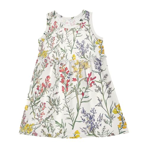 linqin Girls' Dress Kids Casual Sleeveless Summer Dresses for Girls 2-8 Years