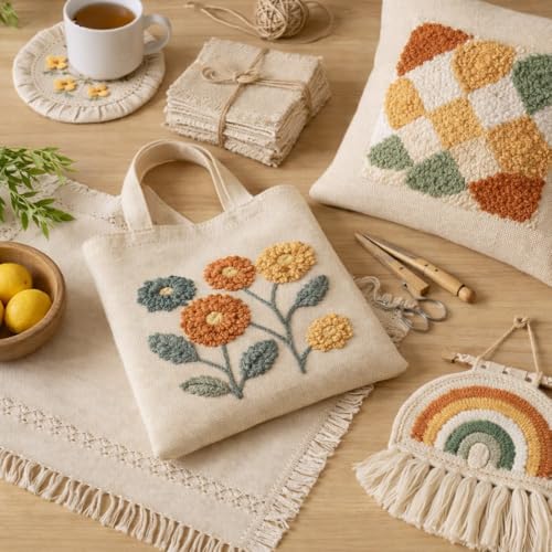 Image of SRP Craft Monks Cloth Fabric 100% Cotton for Punch Needle, Rug Hooking & Tufting Gun | Embroidery Needlework Fabric | 60 Inch Width - 1 Meter