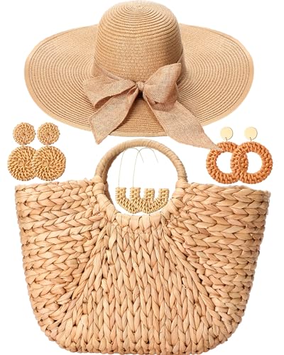 Set de 5 piezas bolso y sombrero de verano para mujer miniatura 1