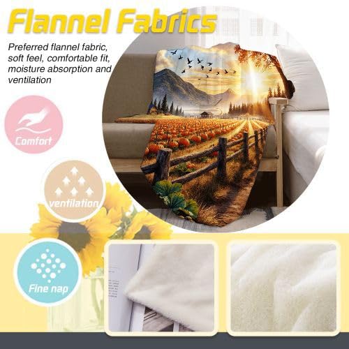 Plaid Polaire 220x240 Citrouille Couverture Lit King Size Chaude - 6
