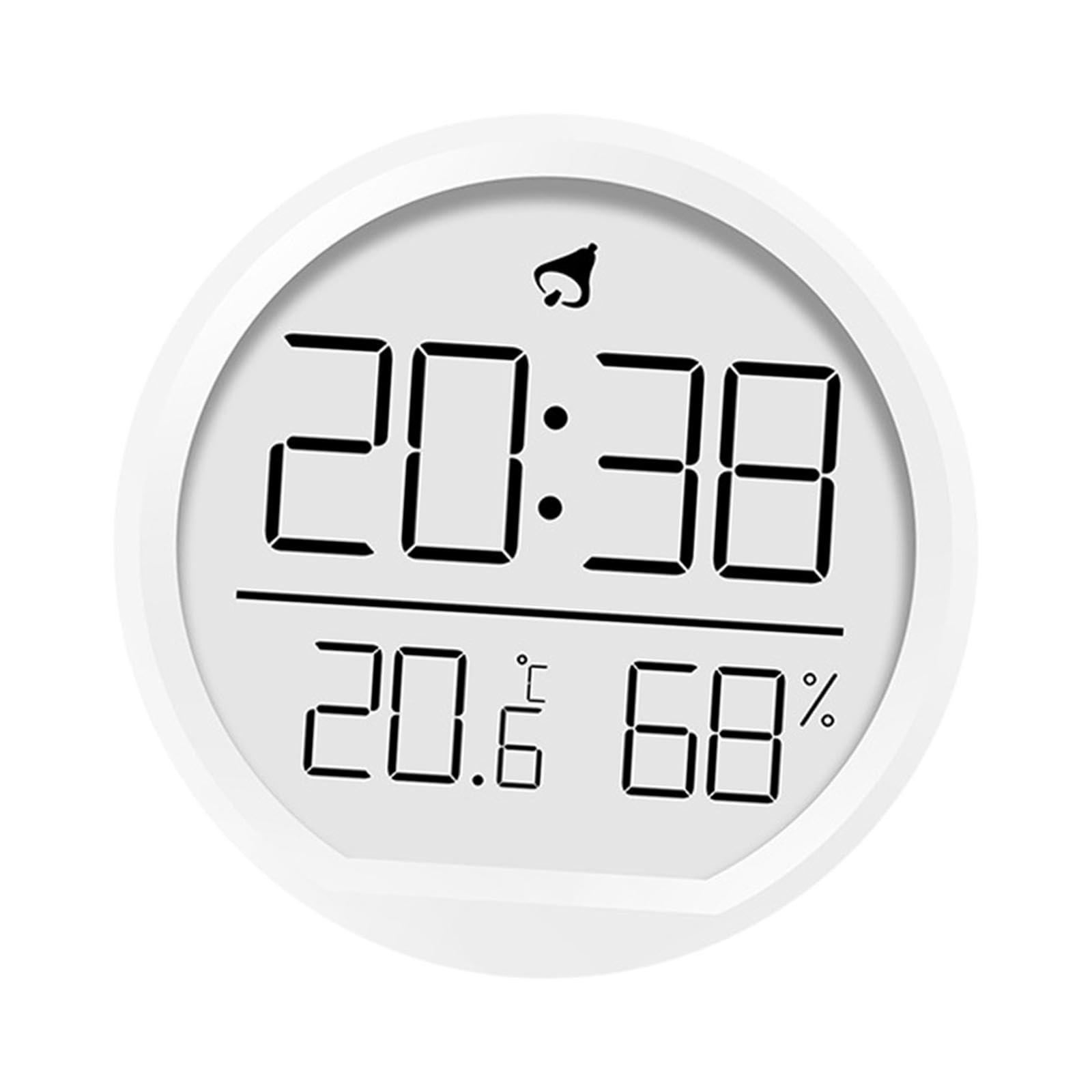 perfk Reloj Despertador Digital Reloj de Pared Redondo 7,4 cm con batería Multiusos 12/24H silencioso sin Tic-TAC para Oficina Cocina portátil, Blanco
