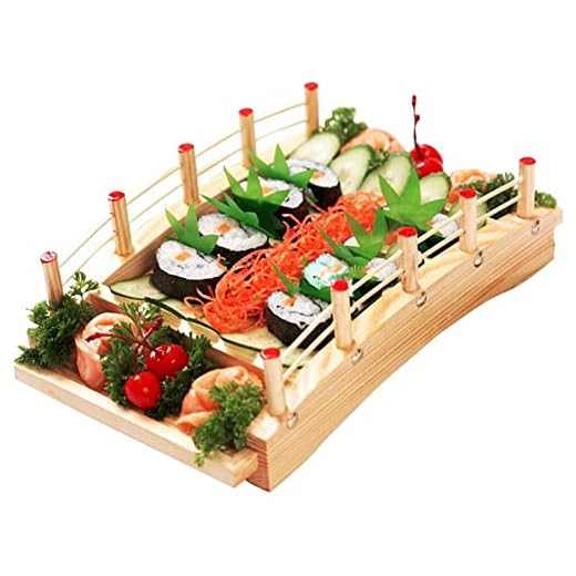 kökshjälpare - Japansk stil bågsushi bridge, trä sushi -köket serverar bricka for restaurang hem matsal dekorativ middagar party party hosting display båt, 43 cm/17 i 43 cm/17 i (Size : 43 cm/17 in)