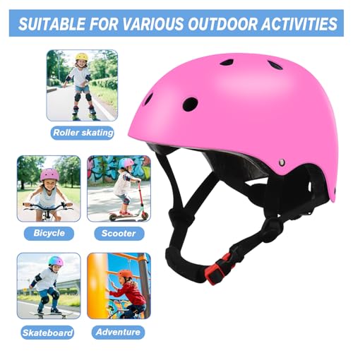 Image of Color Gradient Adjustable Kids Bike Helmet with Knee & Elbow Pads Set | Multi-Sport Safety Gear for Boys & Girls Ages 5-14 | Skateboarding, Scooters, Roller & Inline Skating, Longboarding