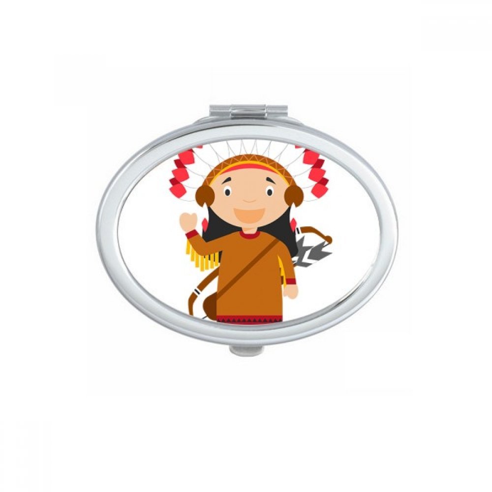 Miroir de poche compact ovale de dessin animé rouge et vert pour retouches