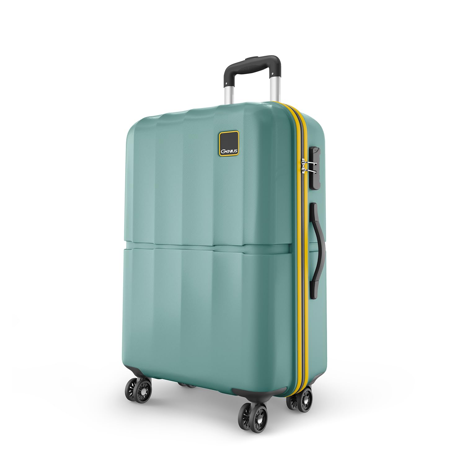Genius Theo 8 Wheels 76cm Large Size Check-in Trolley Bag, Hard Case Polycarbonate, 360 Degree Wheeling Luggage, Suitcase for Travel, Trolley Bags for Travel, Sage Green