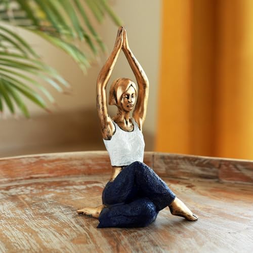 Image of ExclusiveLane 'Yoga Lady Staute' Showpiece for Home Decor (Resin, 10.9 Inch, Handcrafted) |Decorative Items for Living Room Show Pieces for Home Decor Living Room Curios Showpieces for Gifts
