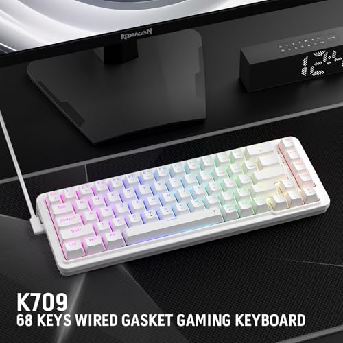 K709 Tastiera RGB Gasket Cablate al 65%, Meccanica Hot-Swap 68 Tasti, Presa Free-Mod, Smorzamento Rumore a 3 Strati, Tasti Freccia Dedicati, US Layout - Tastiera gaming - Immagine 8