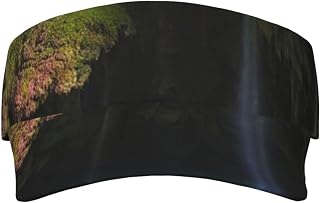 Forest Waterfall Water Reflection Green Turquoise Printed Sunscreen Visor Hat UV Protection Sun Hat Adjustable Empty Top Sun Visor Cap for Summer Sport Outdoor, Black, One Size, Black, One Size