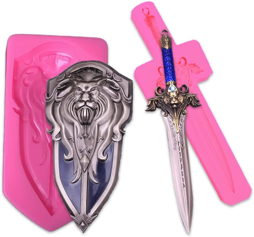 Cestony Sword shield Silicone Molds for DIY Cake Fondant