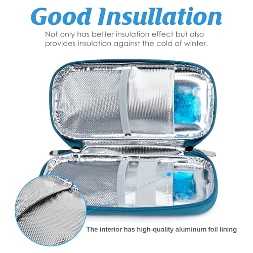 Image of YOUSHARES Insulin Cooler Travel Case - Portable Refrigerated Medicine Case for Insulin Pen, Medication and Diabetic Supplies with 2 TSA Approved Ice Pack