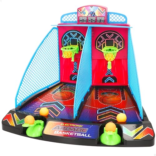 COLORBABY CB Games Juego Basket de Mesa neón, Luces y Sonido, Marcador electrónico, Diseño Arcade Premium, Estilo futurista, Juegos de Mesa electrónicos, Juguete de colección (39518)