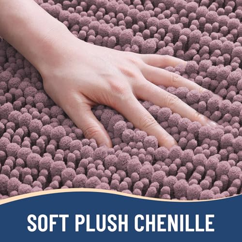 Image of Arotive Luxury Bathroom Rugs 34x21, Extra Soft Thick Absorbent Shaggy Chenille Bath Rugs, Machine Wash Dry, Bath Mats for Bathroom Floor, Tub and Shower, Home Decor Accessories, Deep Plum