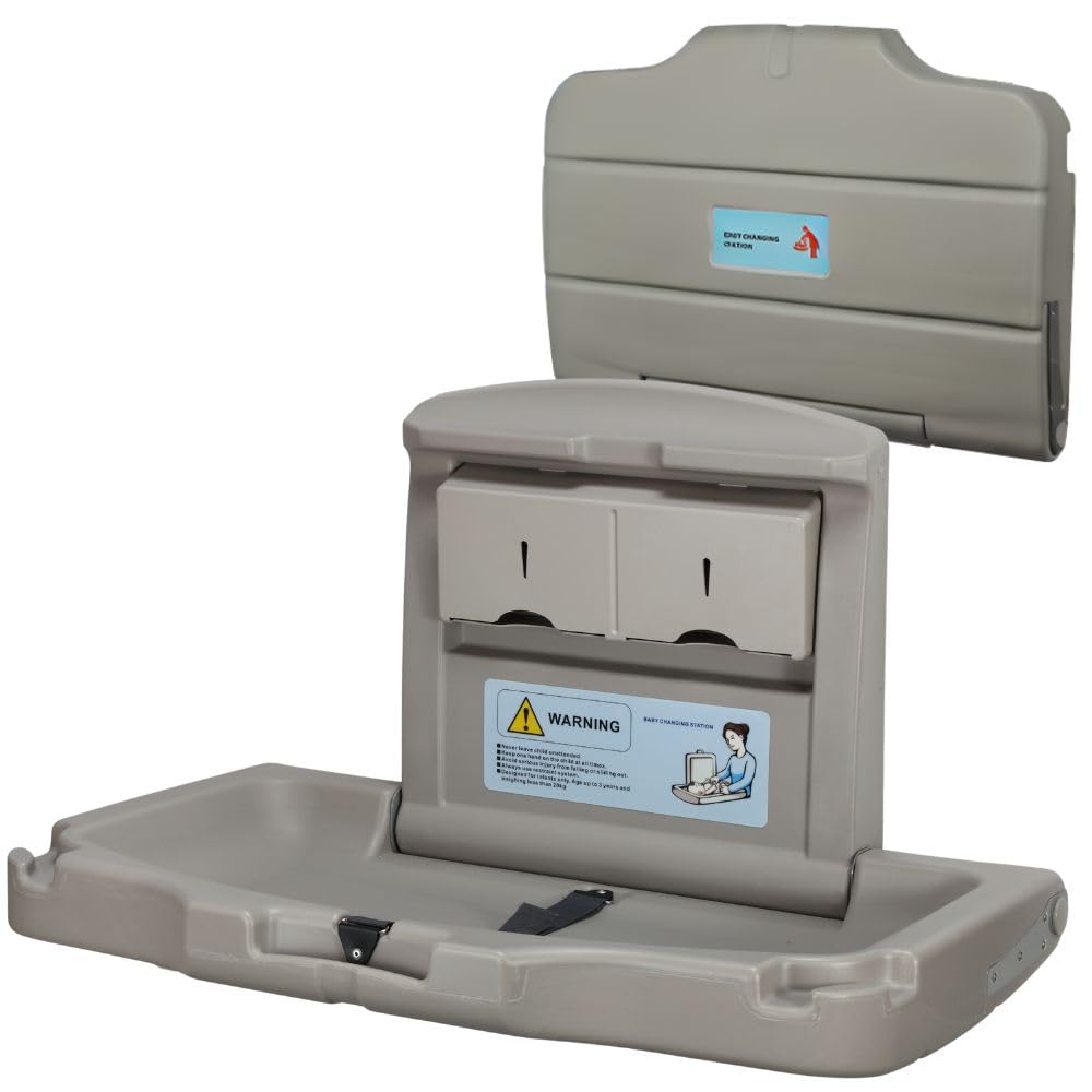 Wall Mounted Folding Baby Changing Unit, Commercial Baby Changing Station, Changing Table for Public Use (Grey)