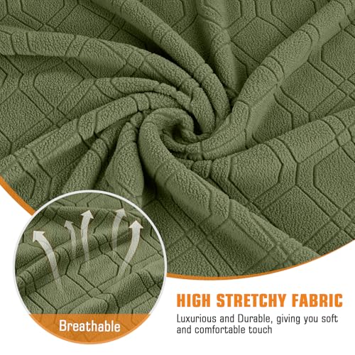 Image of VANSOFY Oversized Recliner Chair Cover, 4-Pieces Stretch Recliner Covers for Recliner Chair Soft Reclining Chair Slipcover Jacquard Pattern Furniture Protector for Dogs Cats(Army Green)