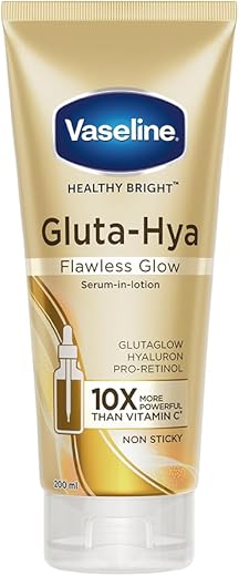 Vaseline Gluta-Hya Flawless Glow Lotion | For Face & Body |Bright & Eventone Skin | Glutathione & Pro-Retinol Infused Moisturizer 200ml