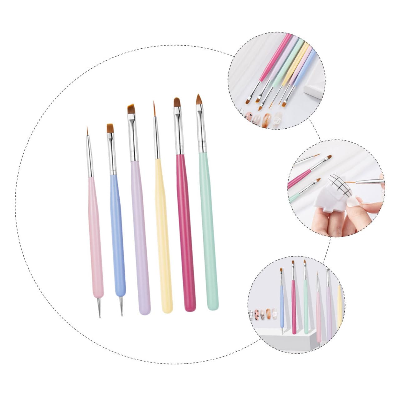 FRCOLOR Pz Penna per unghie pennelli unghie professionali pennelli nail art professionali doppia testa penna da disegno penna scolpita Pennarello Accessori tubo di alluminio
