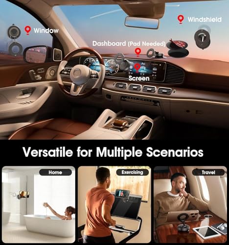 Image of Fugetek Upgraded 360 Vacuum Magnetic Car Phone Mount, Strong Suction Cup Phone Holder, Hands-Free Mobile Stand for Car Dashboard, Windshield, Gym, Mirror & Shower, Universal Compatible (Pro Black)