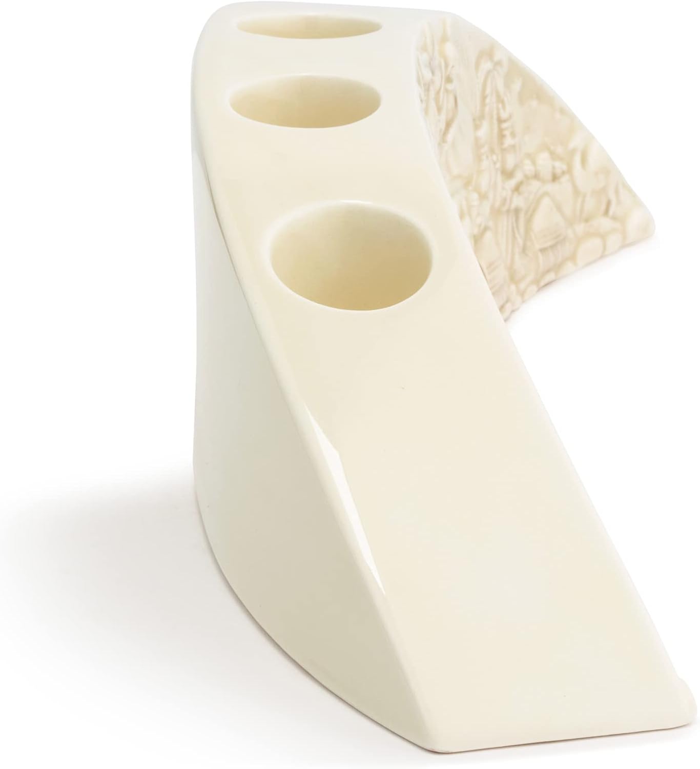 DEMDACO Natural White Nativity 12.25 x 3.25 Earthenware Christmas Advent Candle Holder Set