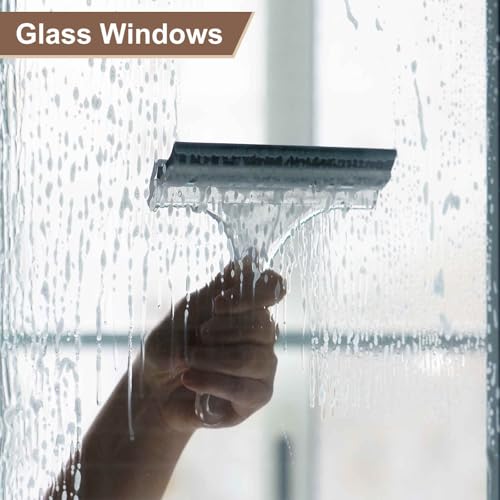 Image of HARFINGTON Squeegee 6 Inch Length Auto Water Blade Shower Squeegee with Non-Slip Handle for Windshield Window Cleaner Glass Door, Green