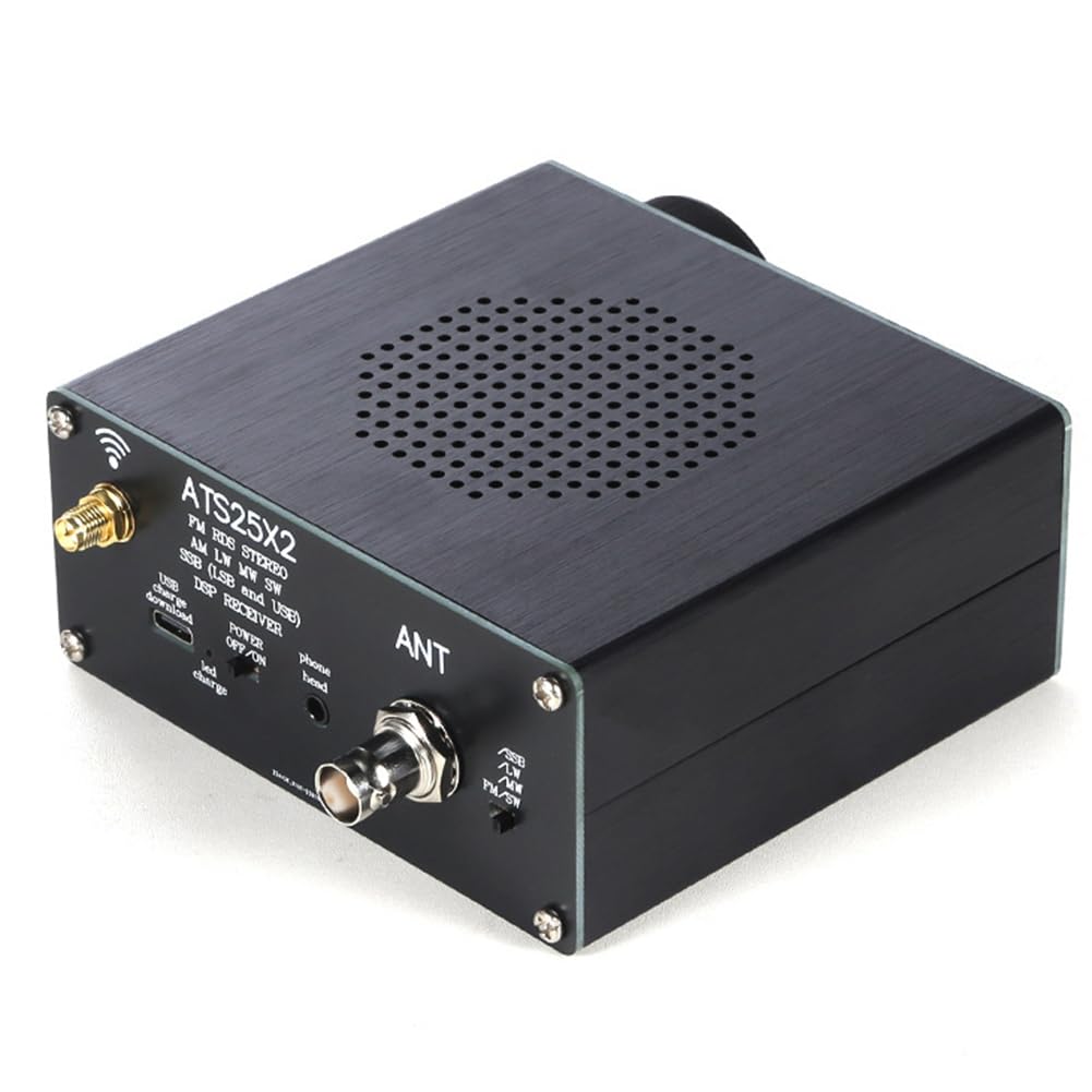 ATS25X2 Récepteur à Balayage de FM/LW/MW/SW/SSB à Bande Complète Récepteur Stéréo à Écran Tactile WiFi FM RDS APP Réseau en Alliage D'Aluminium Noir.