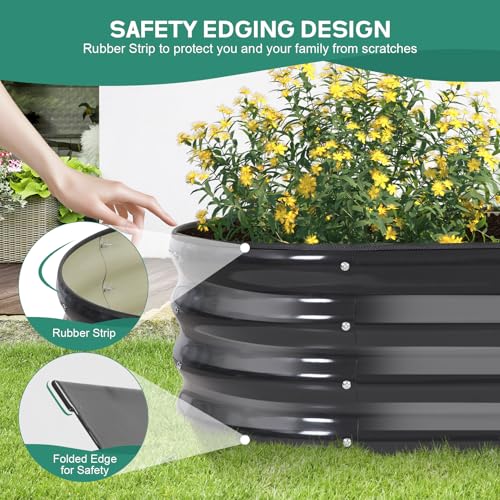 Galvanized Raised Garden Bed Outdoor - 4x2x1FT (2 Pack) Metal Garden Planter Box with Safety Edging and Gloves, Raised Bed for Gardening Vegetables Fruits and Flowers - Grey - Image 5
