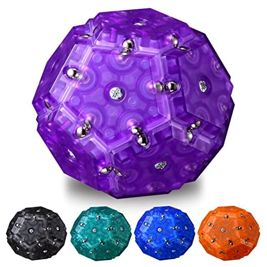 YowellGo Magnetic Fidget Sphere, 12 PCS Magnet Fidget Toys Tiles Soccer Puzzle Balls Building Blocks, Stress Relief Desk Toy Hand Toy Gift for Teenager Adult Man Woman(Purple)