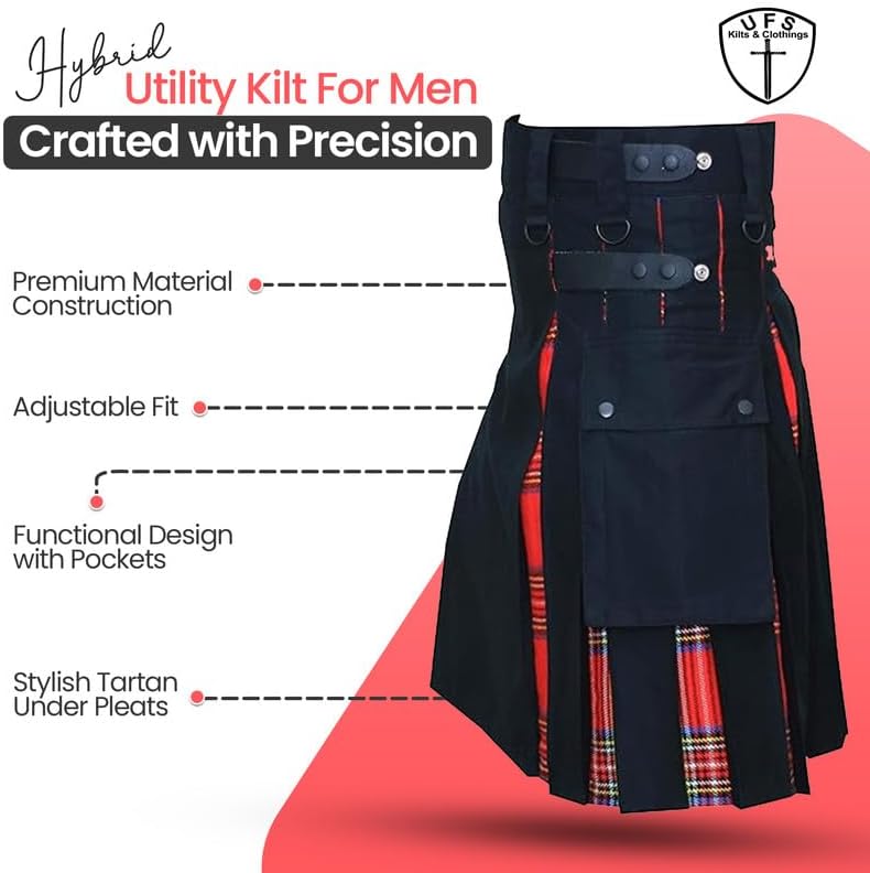 UFS Kilts- Utility Kilt for Men Cotton & Tartan Size 30-66'' - Image 3