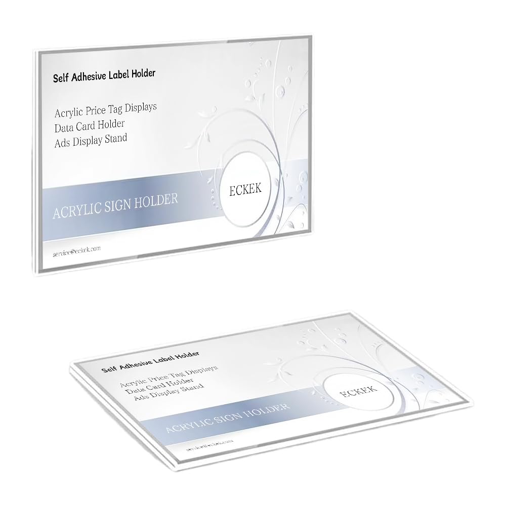 ECKEK Mini Acrylic Sign Holder Self Adhesive Price Card Displays Stand 10 Pack (100*100mm/3.94*3.94inches)