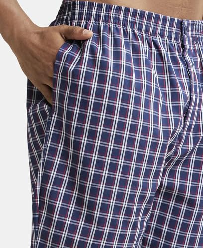 Image of Jockey 9005 Men's Super Combed Mercerized Cotton Woven Fabric Regular Fit Printed Bermuda with Side Pockets