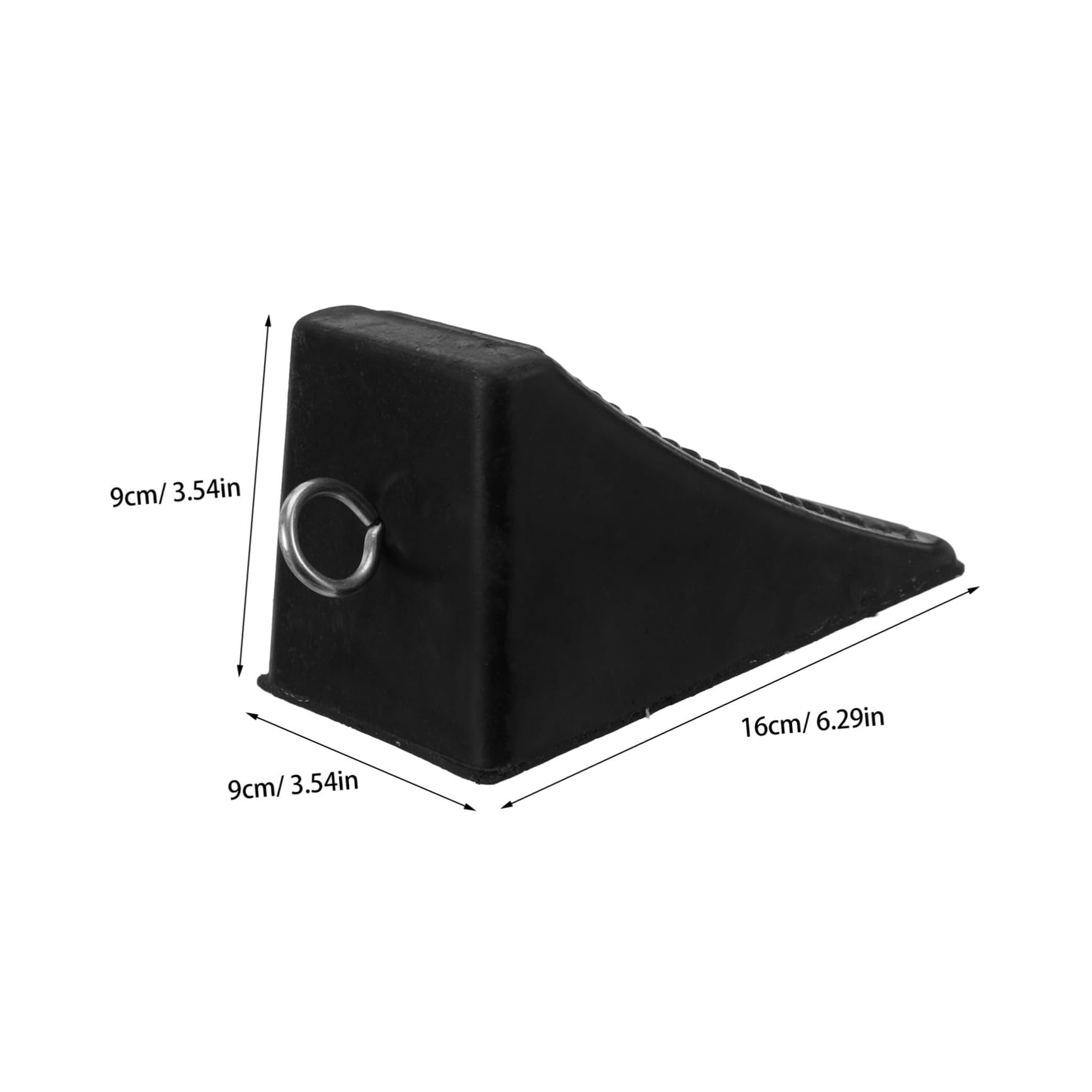 Calzos de Goma para Ruedas de Coche Triangulares, 2 Piezas | Anilla Integrada y Base Texturizada, Color Negro, para Remolques y Vehículos en Eventos o Aparcamiento Diario