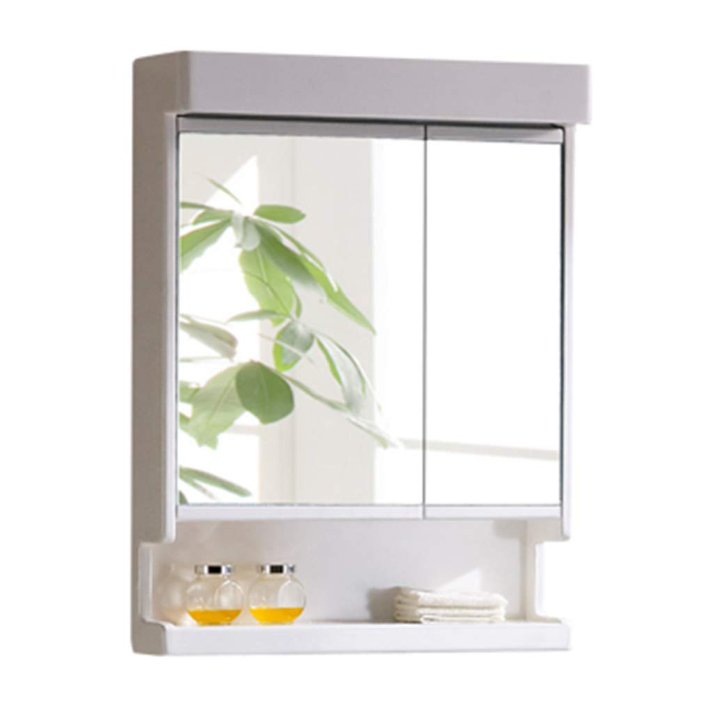 Mueble con espejo para baño, espejo para baño, mueble con espejo con luz, espejo de tocador para lavado de manos para baño, estante de madera maciza multicapa, respetuoso con el medio ambiente, para