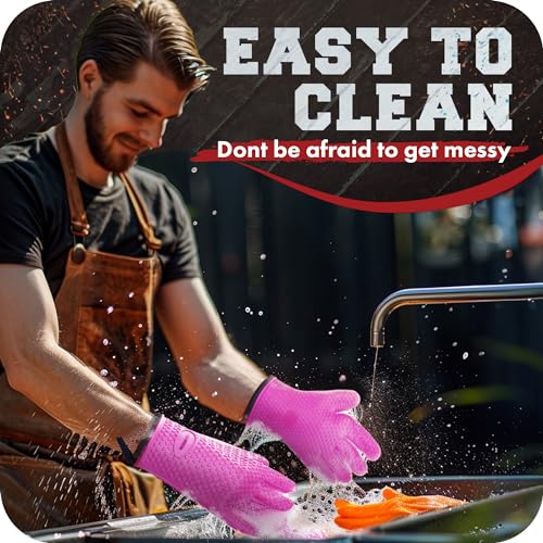 Image of KITCHEN PERFECTION S Silicone Smoker Oven Gloves -Extreme Heat Resistant BBQ Gloves -Handle Hot Food Right on Your Grill Fryer Pit|Waterproof Oven Mitts |Superior Value Set+3 Bonuses