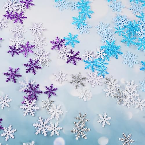 Image of Christmas Snowflake Confetti Decorations,1200Pcs Purple Blue Silver Confetti Snow Party Pack for Christmas Winter Wonderland Table Centerpieces Wedding Birthday Baby Shower DIY Projects Decorations