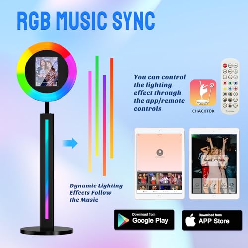 Image of Portable iPad Photo Booth Compatible with Any Ipad,2 Months ChackTok PhotoBooth VIP Member, RGB Music Sync, Software APP, Remote Control, Ring Light, Selfie Photo Booth with Flight Case Black