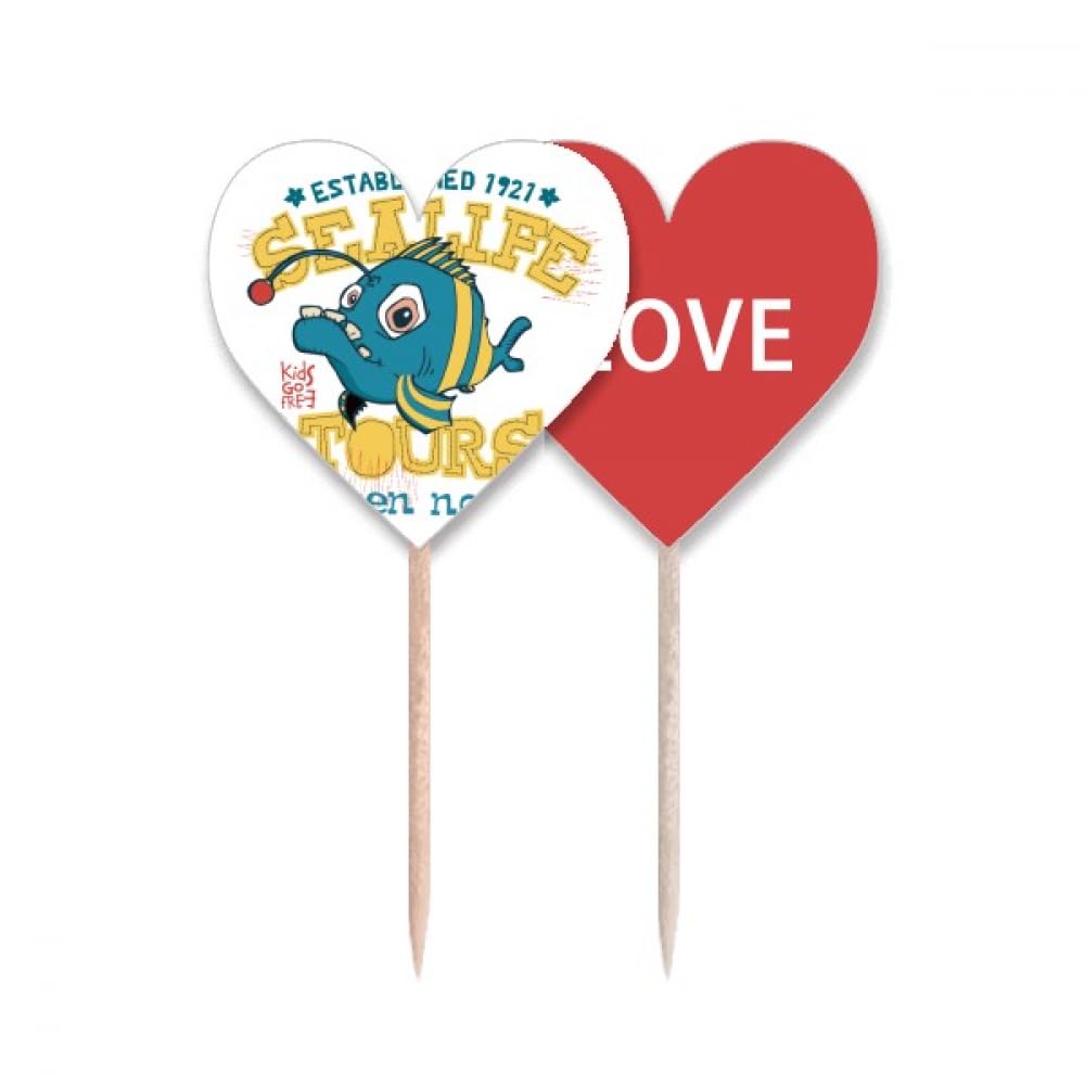 Illustration poisson bleu jaune pour étiquette cupcake pic décoratif
