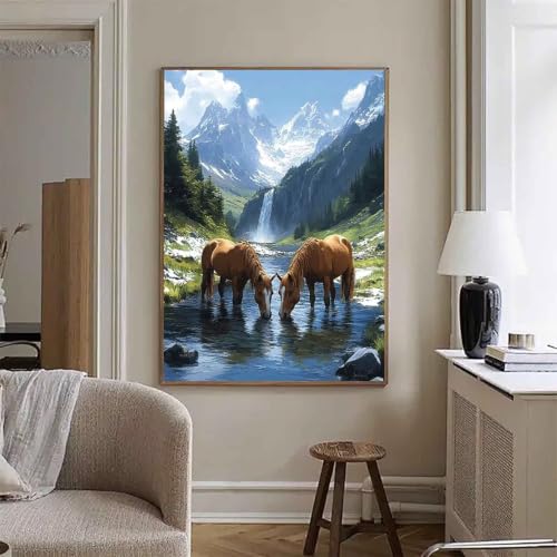 Broderie Diamant Strass Cheval : le cadeau de loisirs créatifs idéal en grand format 70x95 cm - 2