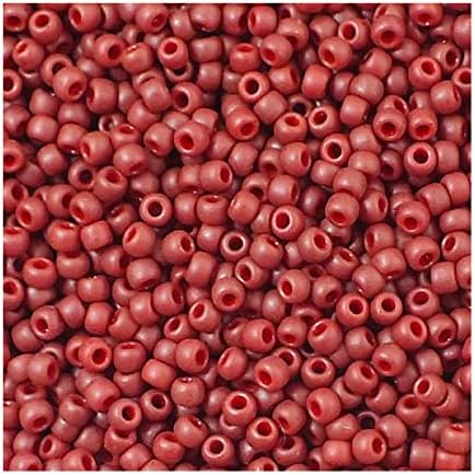 5 g TOHO Round Seed Beads Rocailles, Size 15/0, Semi Glazed Dark Red (# 2609F), Japan, Glass