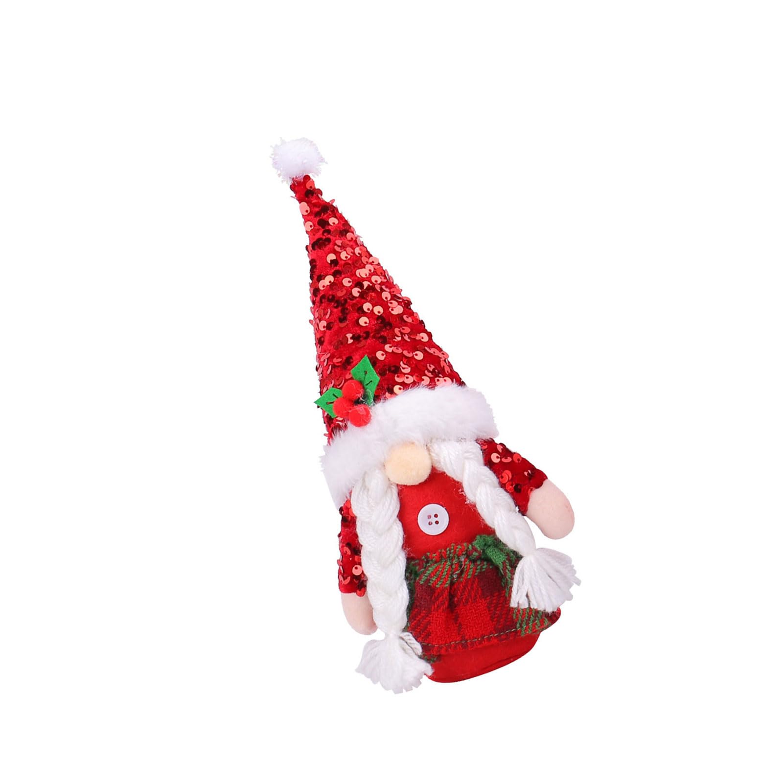 Elnwnnkc Sparkling Sequined Christmas Gnomes Delicate Sequins Santa Gnomes with Elegant Beard and Braid for Yuletide Pleasure Christmas Decoration