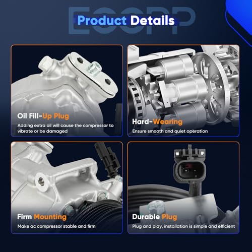 Image of ECCPP AC Compressor Fit for Chevrolet Malibu 1.5L 2016-2024 | Fast Cooling Air Conditioning Compressor