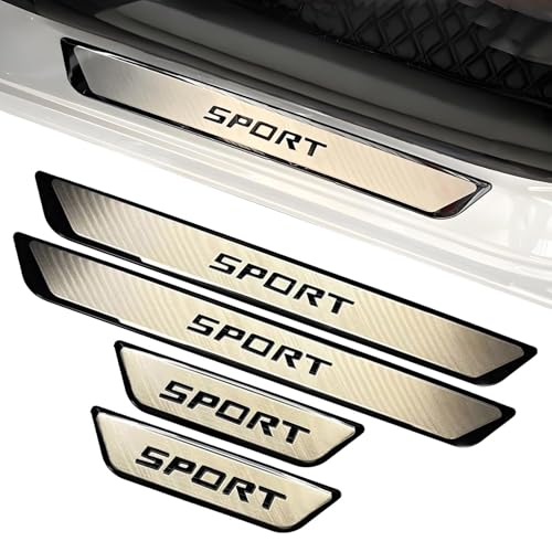 RENZDMH 4 Piezas Umbrales de Puerta de Acero Inoxidable para Citroen C4 C1 C5 C3 C6 C4L C-Elysee VTS DS3 DS4 DS5 DS6, Protector de Umbral Tiras Antiarañazos Placas de Protección,Black