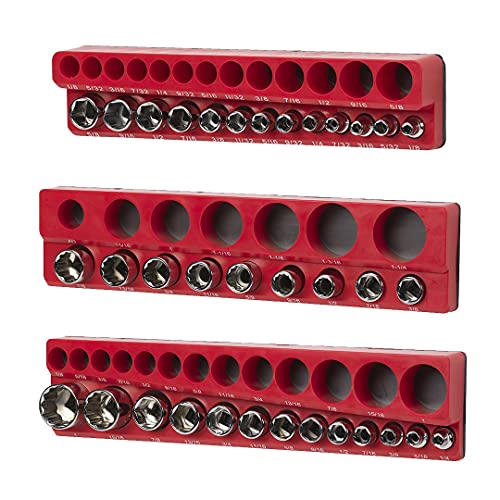 Magnetic SAE Standard Socket Holder Set Red
