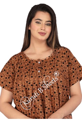 Image of Kuruti B Sheets Nighty for Women Cotton Combo (Pack of 2 Pcs) Nighty Gown Round Neck Short Sleeves Free Size