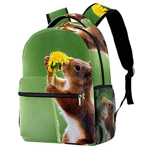 Sac à dos de voyage rouge ergonomique à motif écureuil avec poches