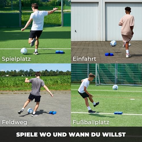 MOVEMATE® Fußball-Training Set inkl. Fußball mit Schnur | Beliebtes Fußball Geschenk für Jungen | Innovatives Trainingsgerät für Draußen, im Garten, auf dem Fußballplatz (Für Jugendliche (370g Ball))