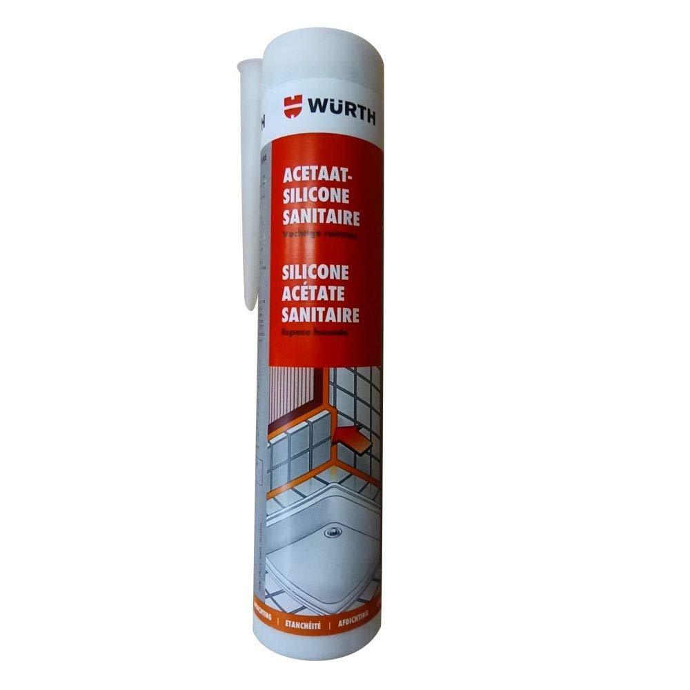 Würth - cartuccia di acetato di silicone per sanitari, 310 ml, colore: trasparente