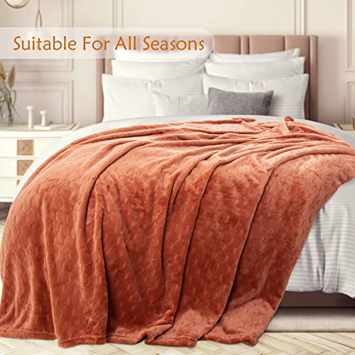 Toonow Fleece Blanket Super Soft Cozy Throw Blanket 50" X 60", Lightweight Fuzzy Comfy Textured Flannel Blanket Warm Plush Throw Blankets For Couch, Sofa, Bed, Carnelian #TOP2