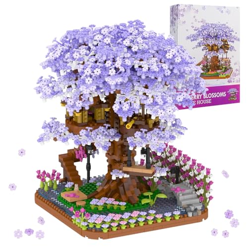 Tirff Sakura Arbre Maison Construire Bloc, 2200 Pièces Ensemble de Construction Cabane dans Les Arbres, Sakura Botanical Collection Building Set pour Adultes, Not Compatible with Lgo